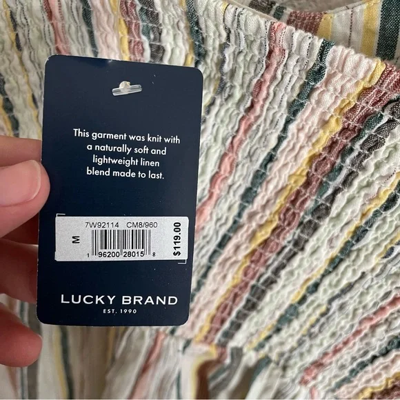 NWT Lucky Brand Women's Striped Corset Maxi Stripes Cotton Linen Dress Size M - Picture 12 of 12